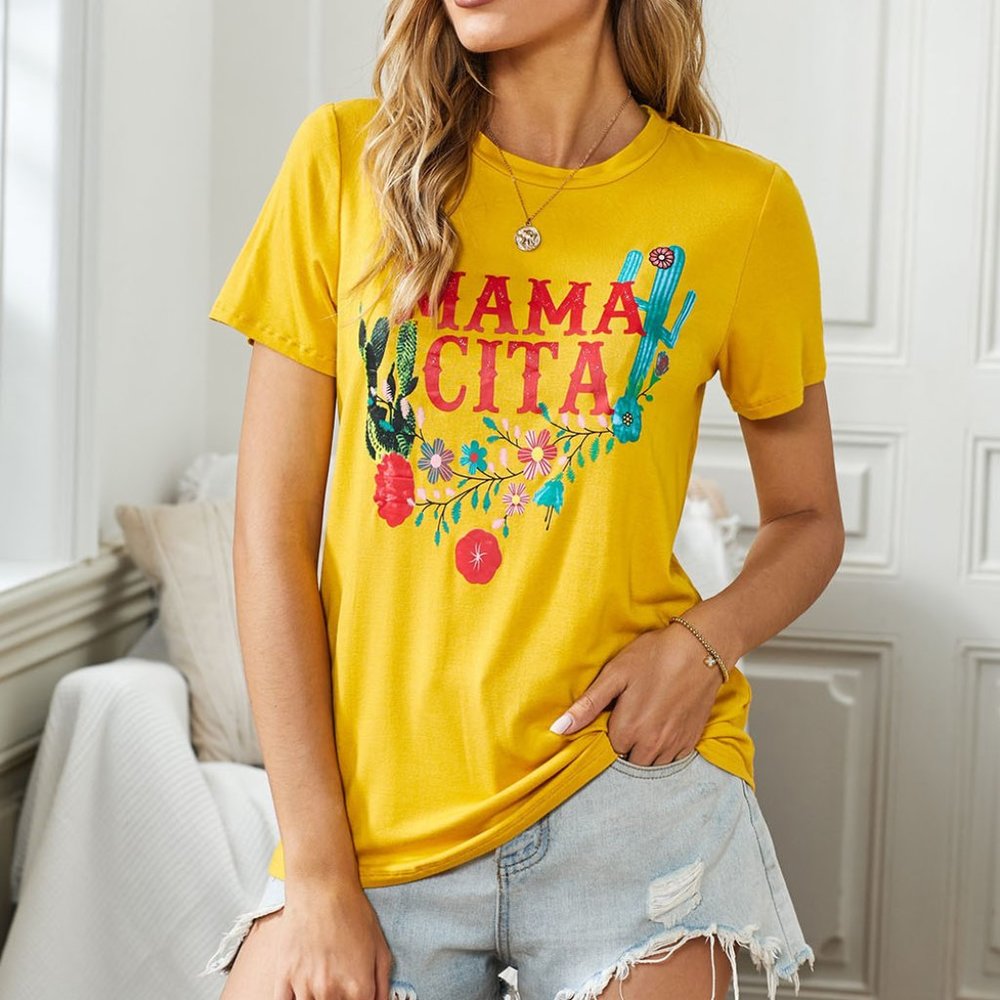 Mamacita Yellow Floral Cactus Tee - Picture 10 of 16